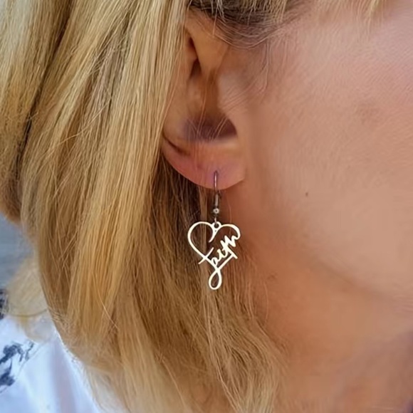 Jewelry - Faith Earrings: Stainless Steel Silver Plated ♾️ Heart Shaped Dangle Earrings